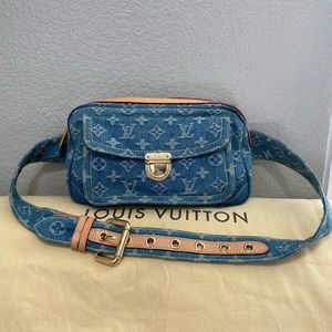 🌺VERY CUTE!!🌺 LOUIS VUITTON BUM BAG WAIST POUCH INDIGO MONOGRAM DENIM ♥️♥️